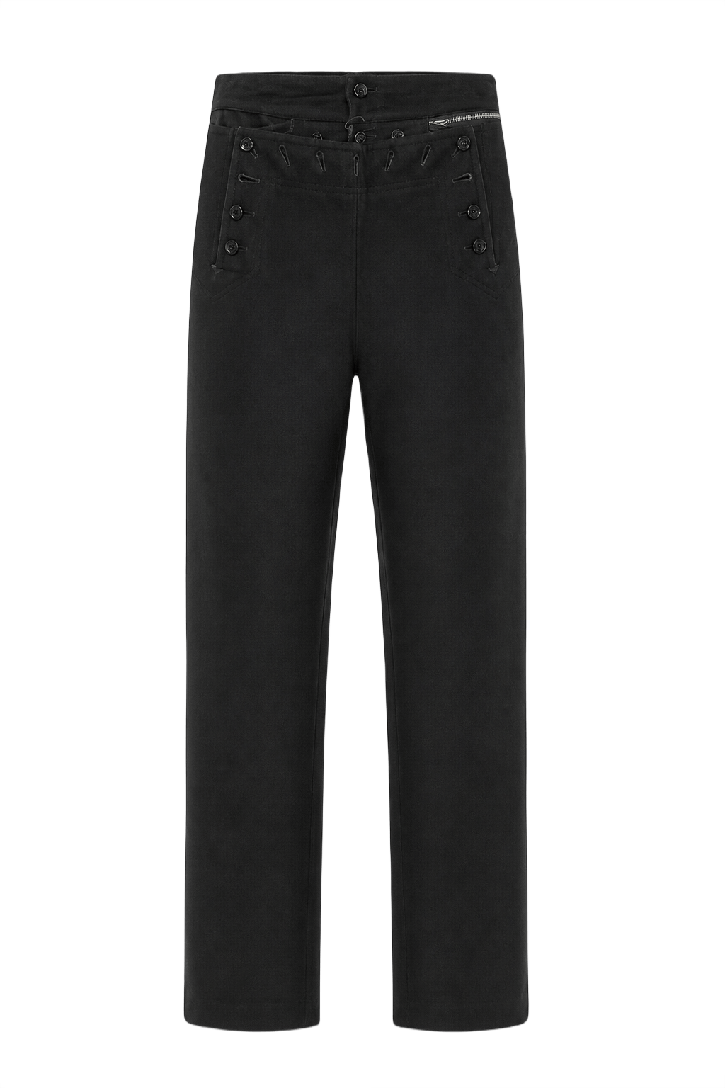 1940s Black Wool Blend Trousers - Front View