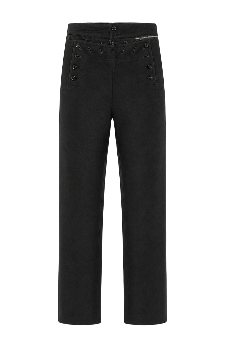 1940s Black Wool Blend Trousers - Front View