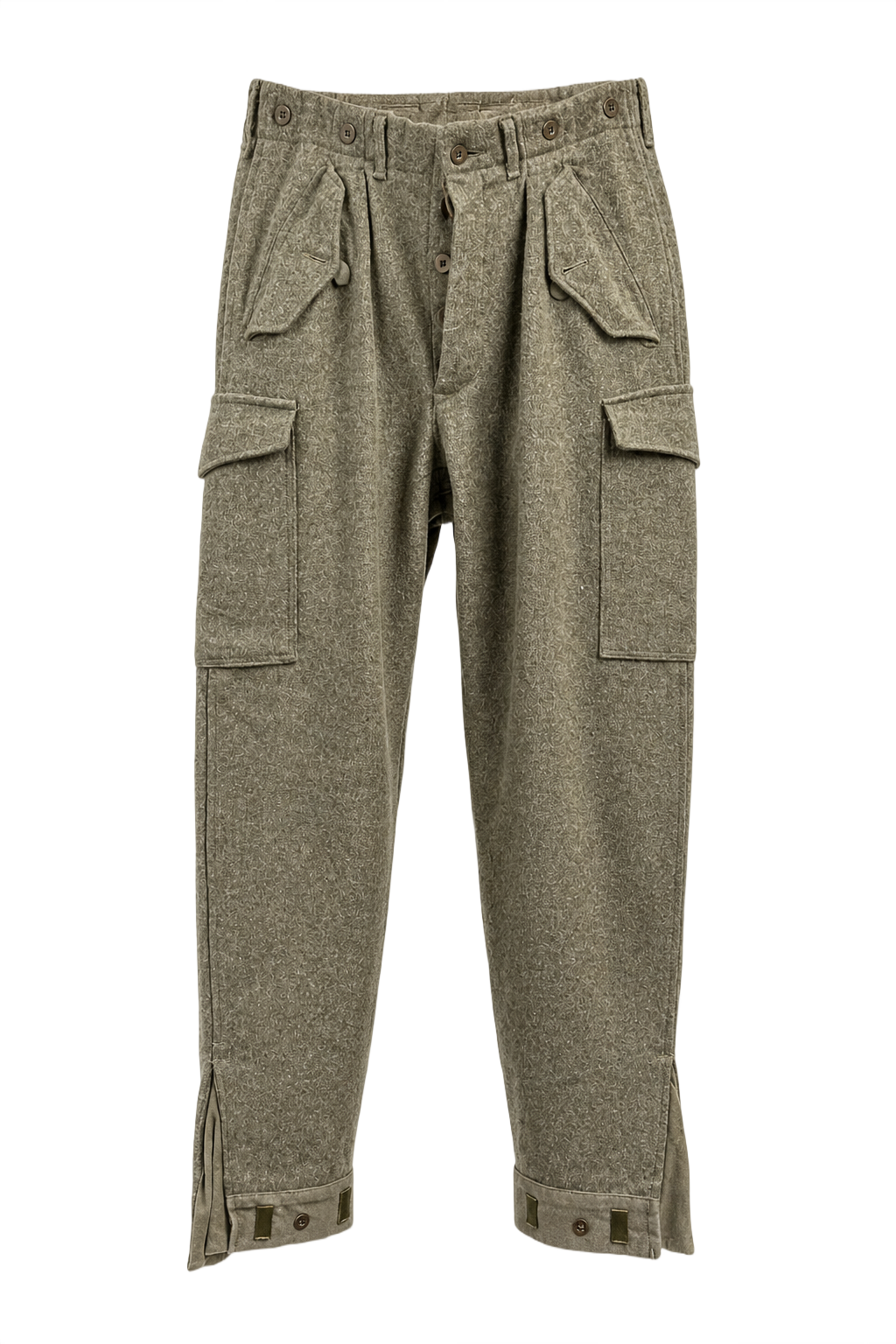 1940s Olive Green Wool Blend Trousers - Front View