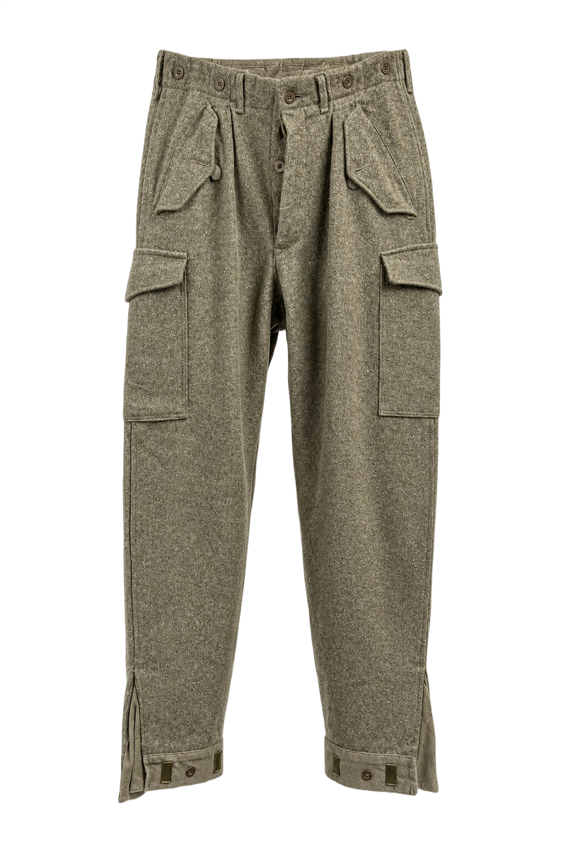 1940s Olive Green Wool Blend Trousers - Front View