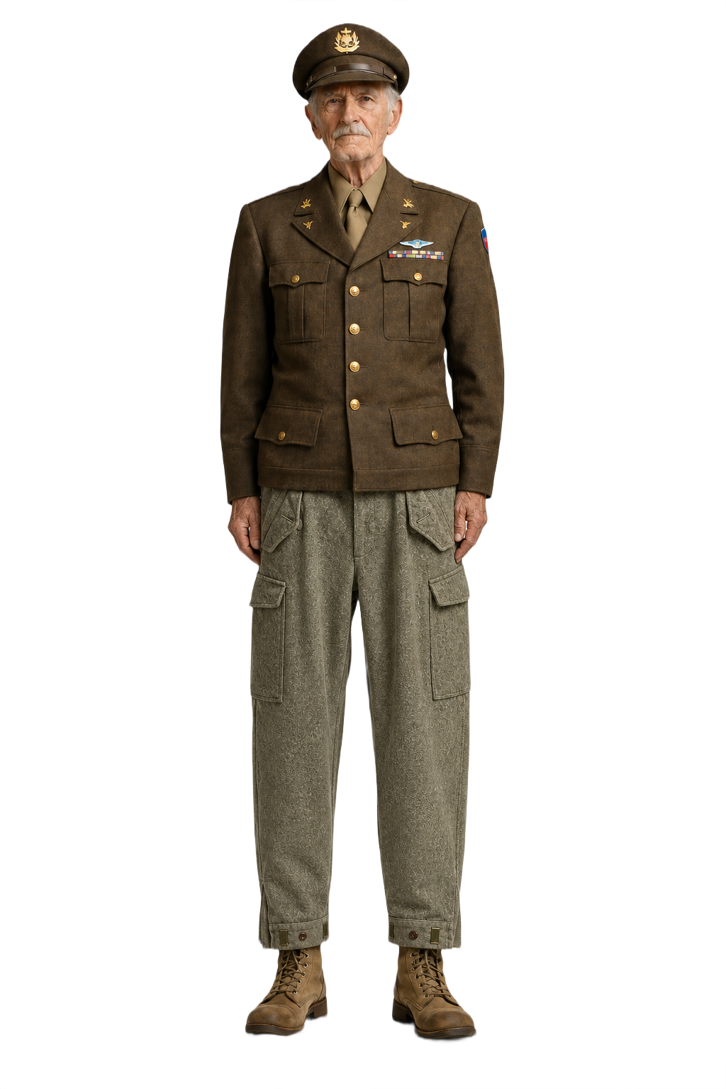 1940s Olive Green Wool Blend Trousers - Model