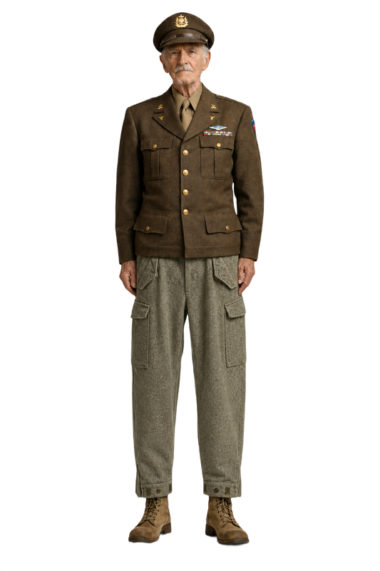 1940s Olive Green Wool Blend Trousers - Model