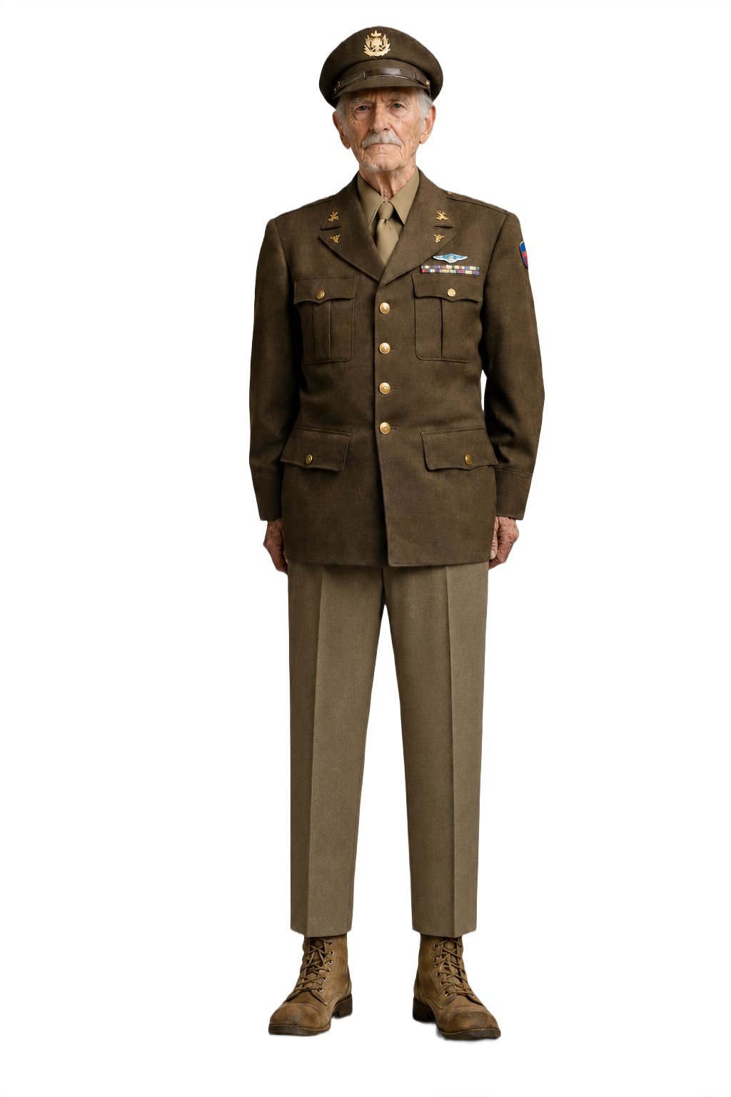 1940s Beige Wool Blend Trousers - Model