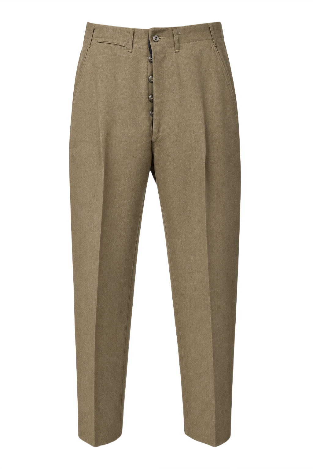 1940s Beige Wool Blend Trousers - Front View