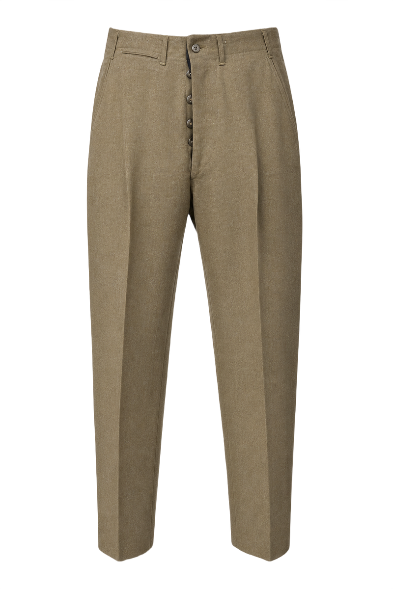 1940s Beige Wool Blend Trousers - Front View