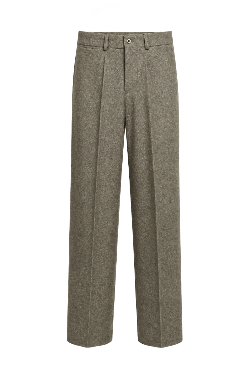 1940s Olive Green Wool Blend Trousers - Front View