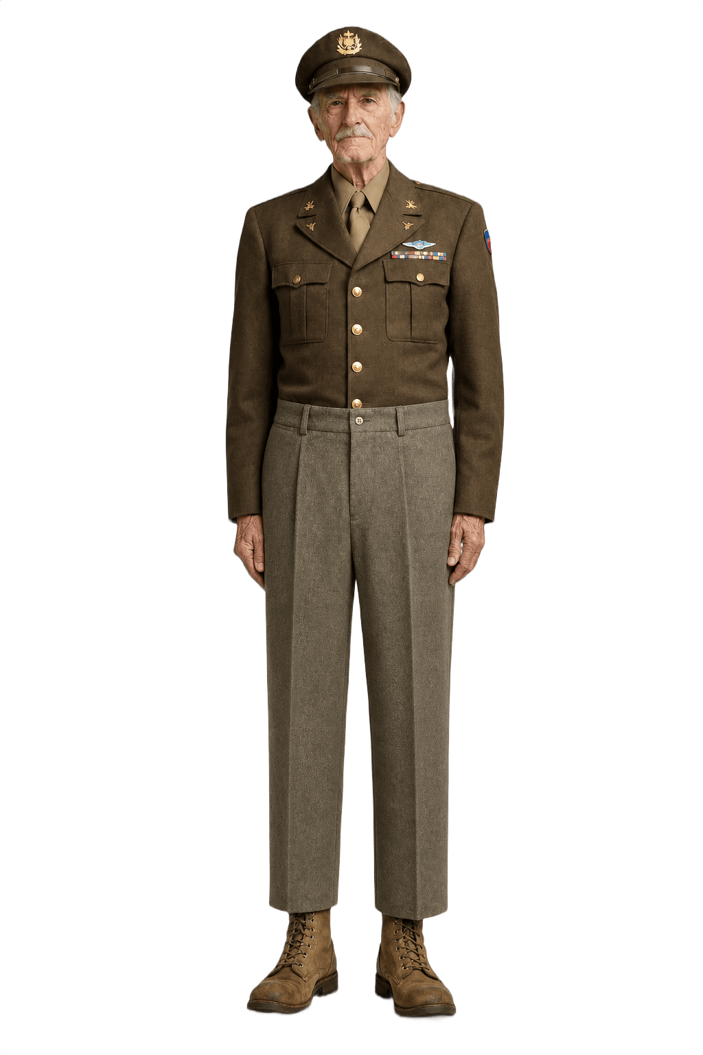 1940s Olive Green Wool Blend Trousers - Model