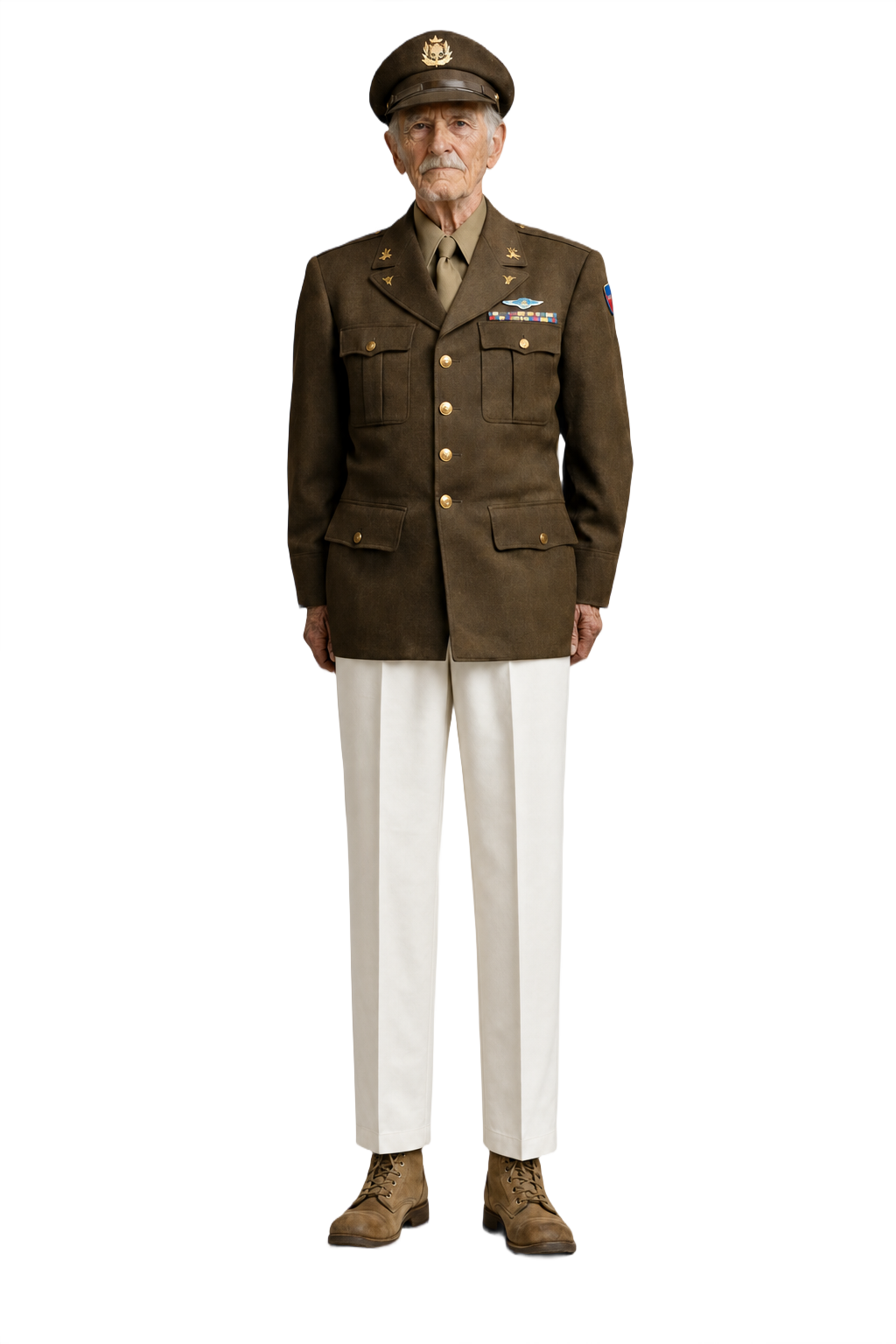 1940s White Cotton Trousers - Model