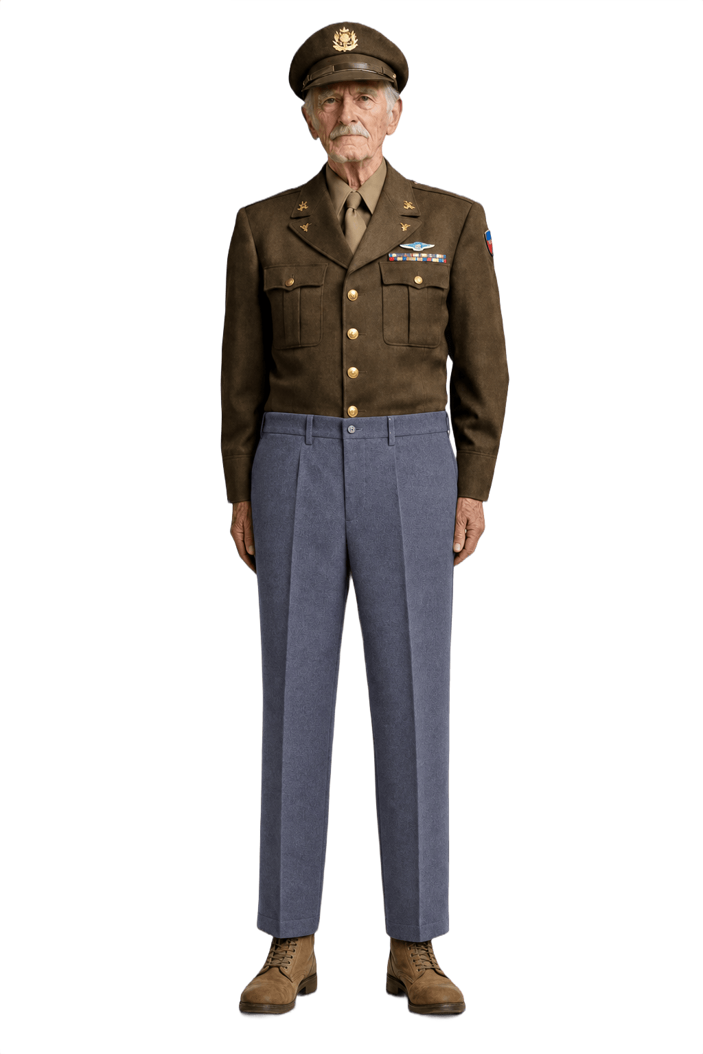 1940s Blue-Grey Wool Blend Trousers - Model