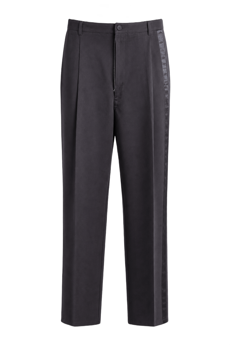 1940s Navy Blue Wool Blend Trousers - Front View