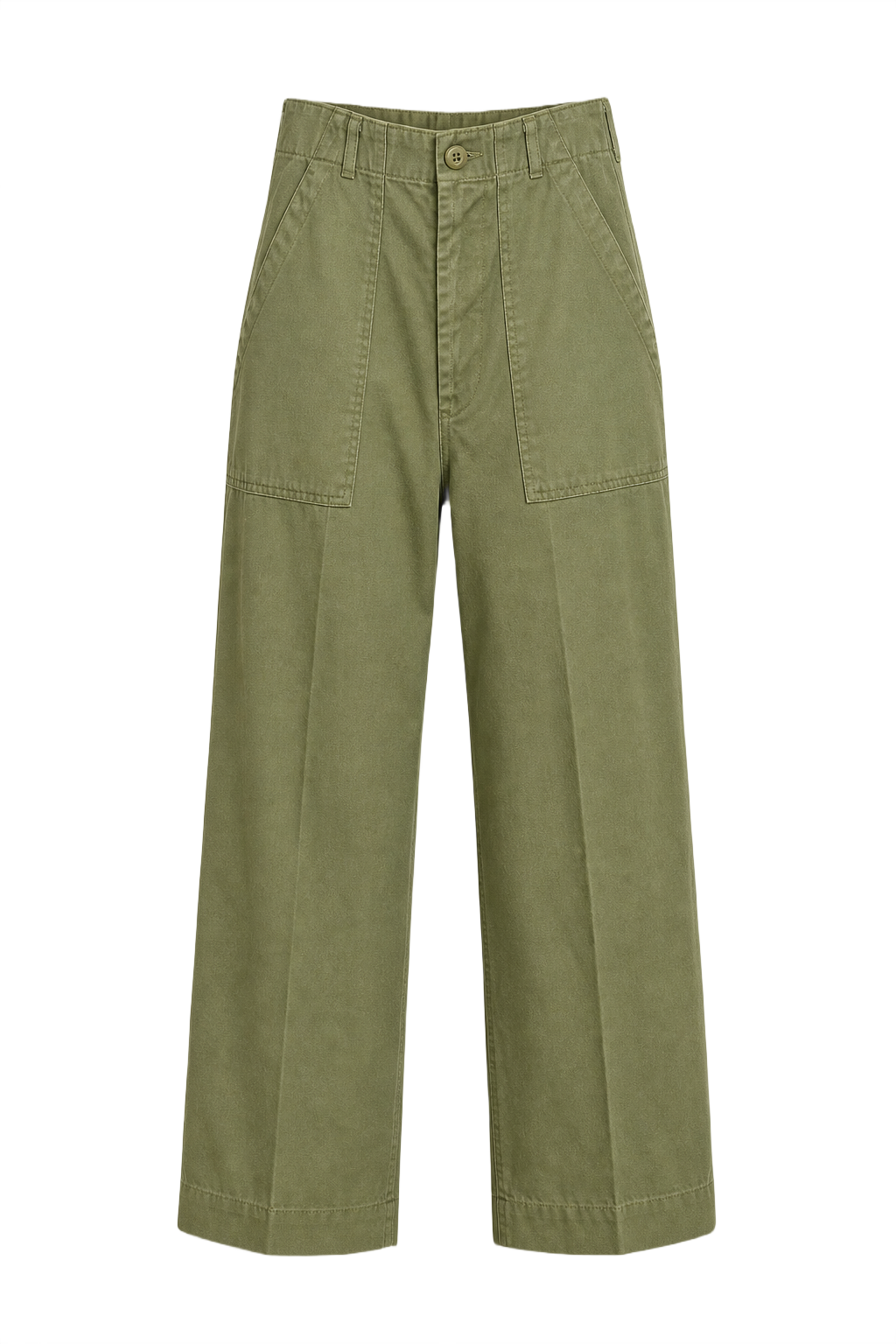1940s Olive Green Cotton Trousers - Front View