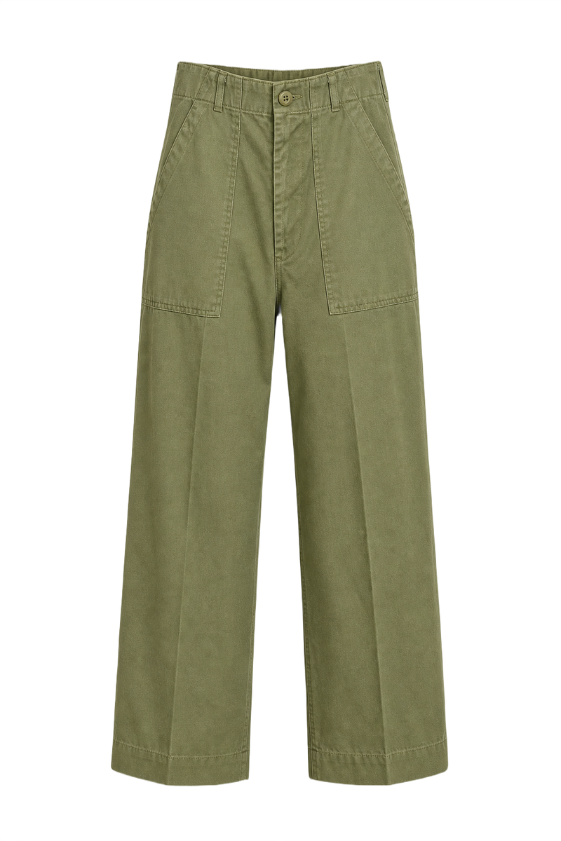 1940s Olive Green Cotton Trousers - Front View