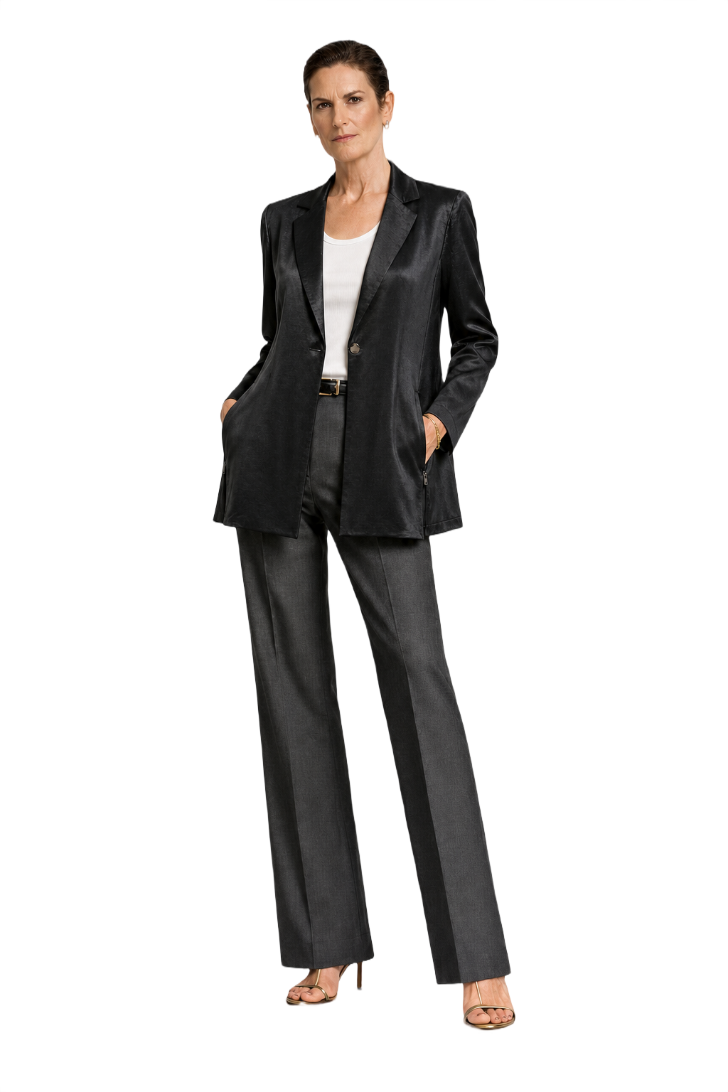 1990s Black Silk Blend Blazer - Model