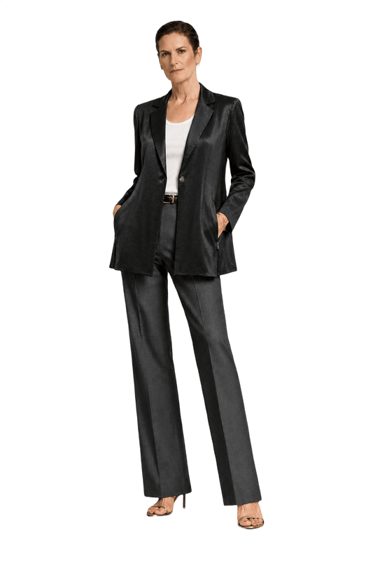 1990s Black Silk Blend Blazer - Model