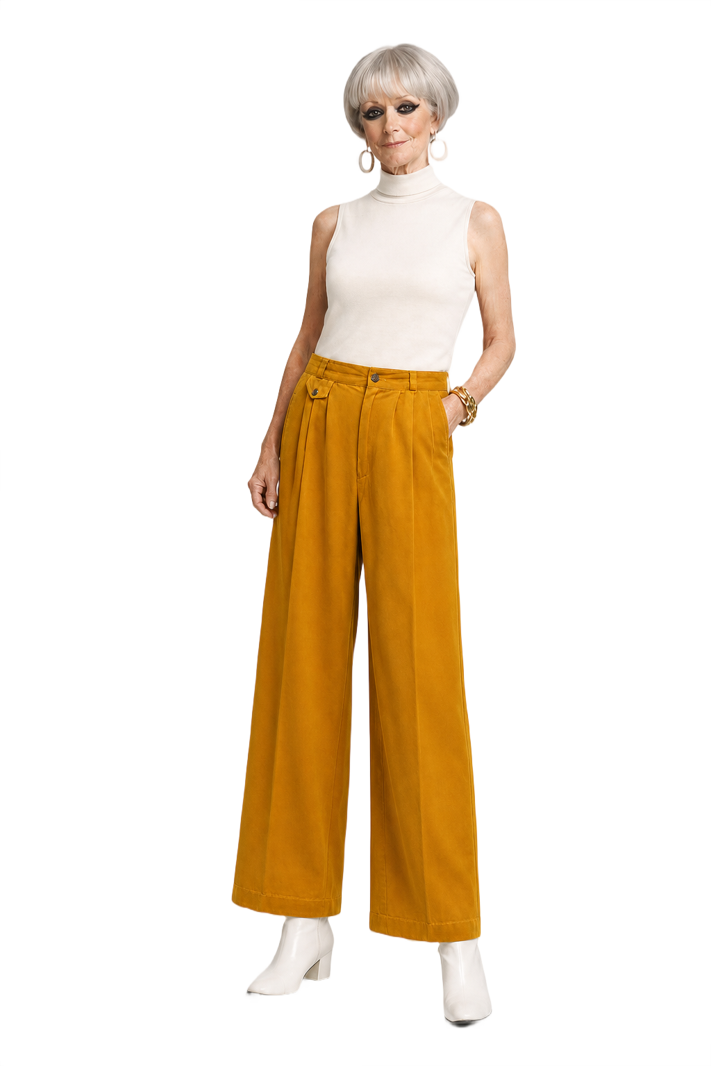 1990s Mustard Yellow Cotton Trousers - Model