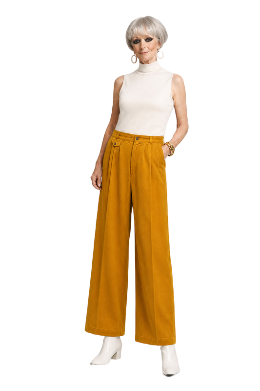 1990s Mustard Yellow Cotton Trousers - Model