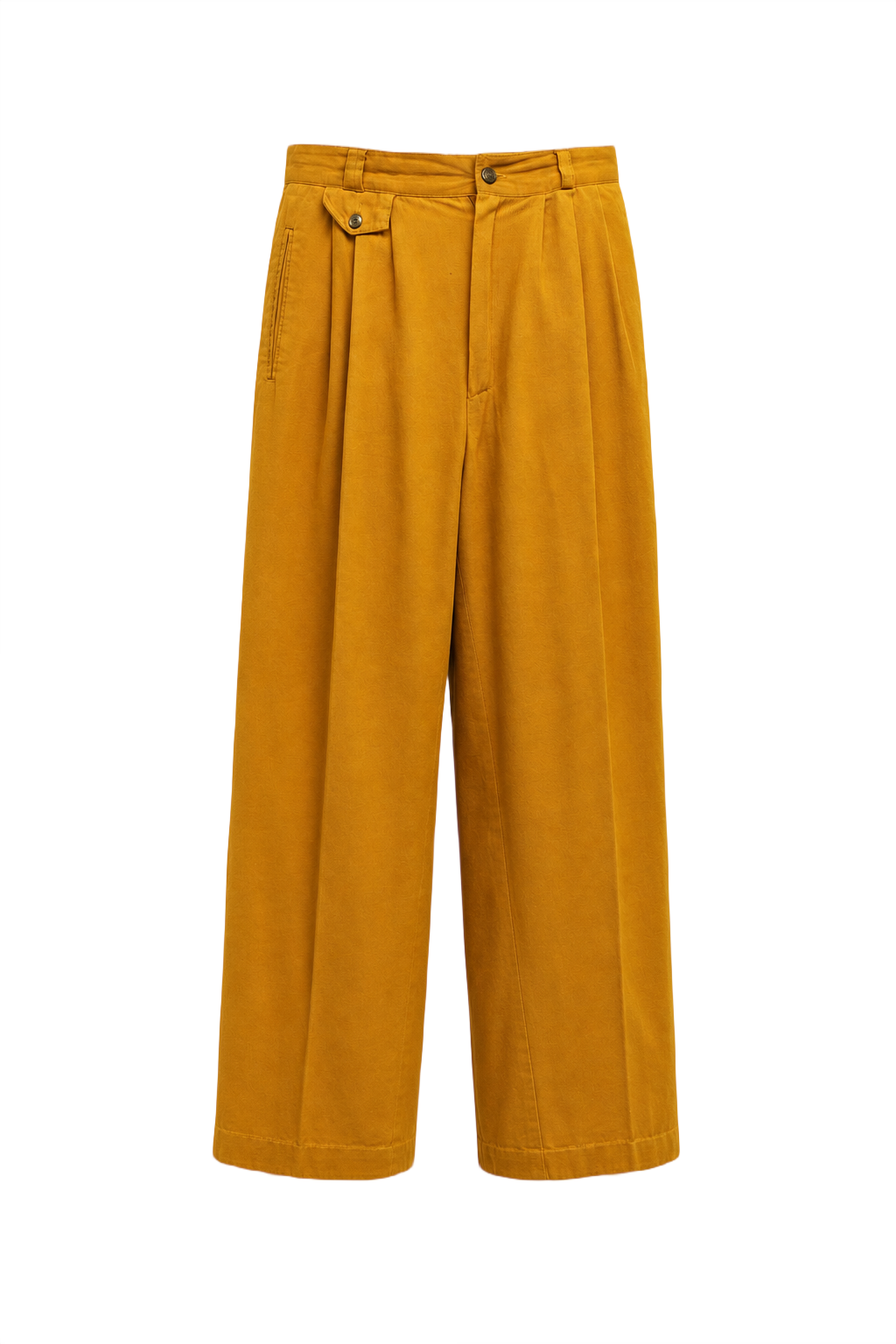 1990s Mustard Yellow Cotton Trousers - Front View