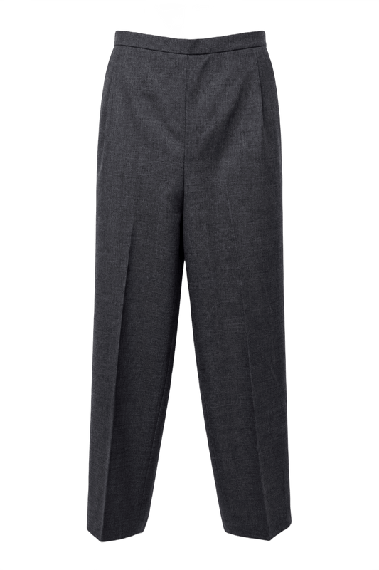 1990s Charcoal Grey Wool Blend Trousers - Front View