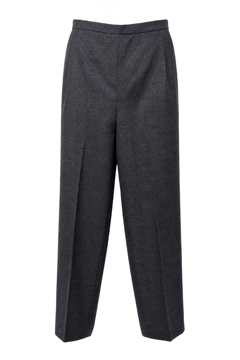 1990s Charcoal Grey Wool Blend Trousers - Front View