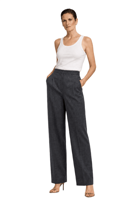 1990s Charcoal Grey Wool Blend Trousers - Model