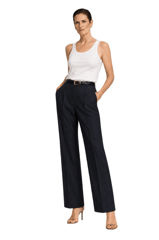 1990s Navy Blue Wool Blend Trousers - Model