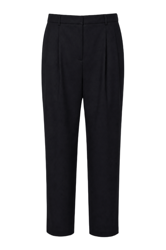 1990s Navy Blue Wool Blend Trousers - Front View