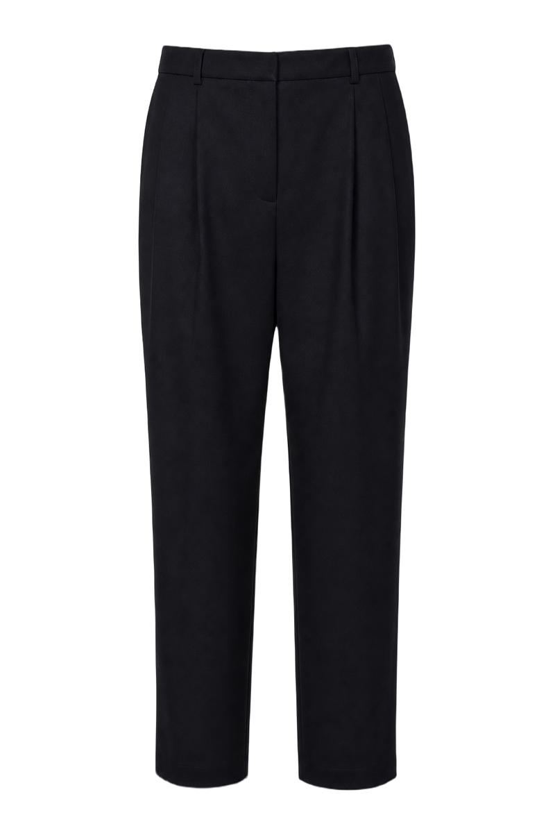 1990s Navy Blue Wool Blend Trousers - Front View