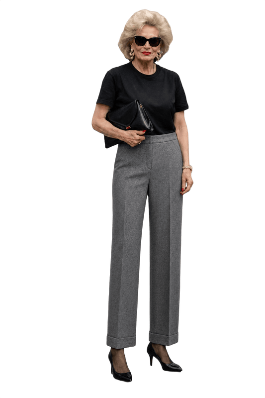 1990s Grey Wool Blend Trousers - Model