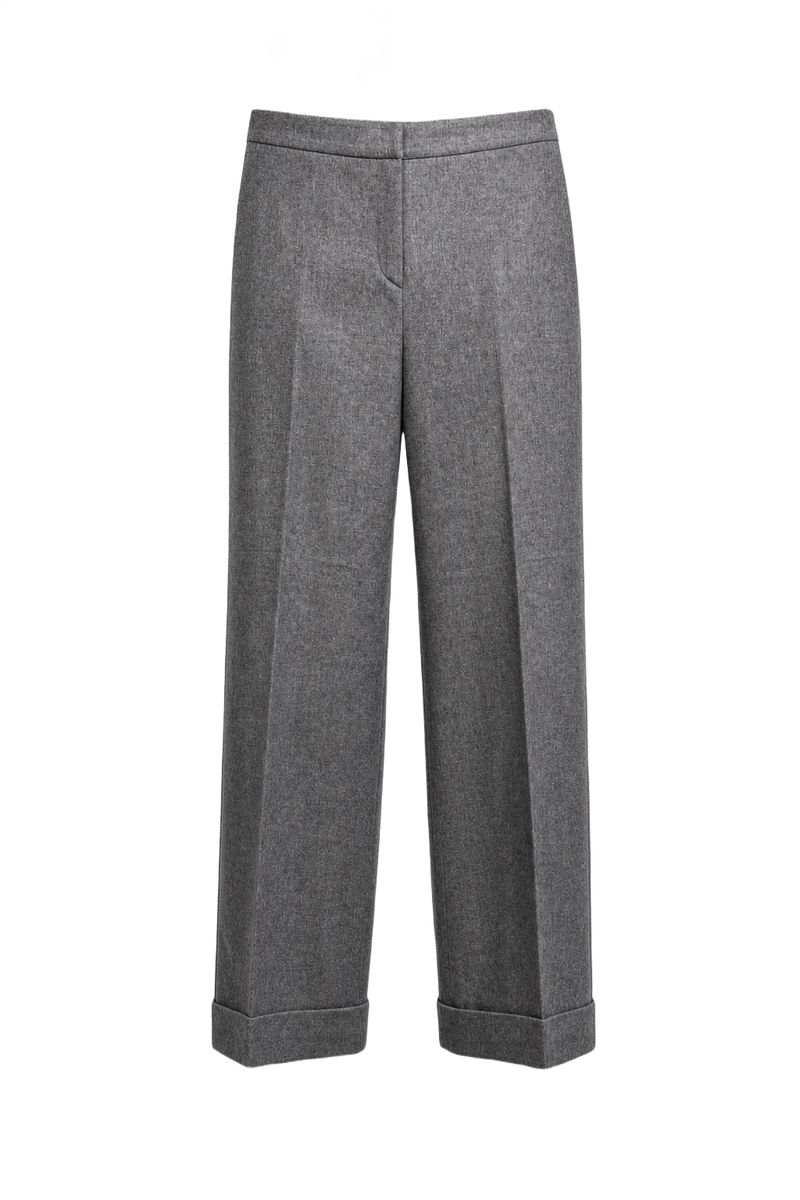 1990s Grey Wool Blend Trousers - Front View