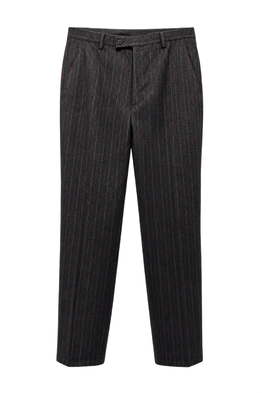 1990s Dark Gray Wool Blend Trousers - Front View