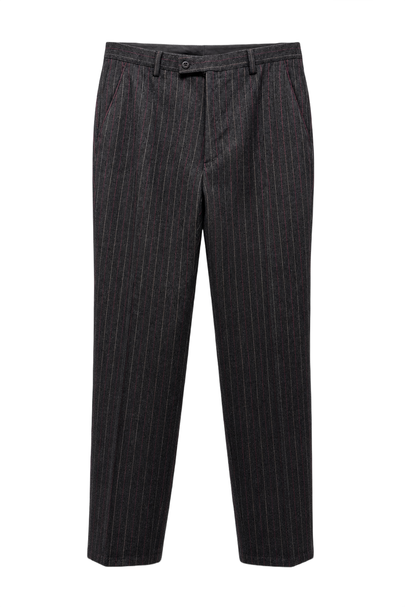 1990s Dark Gray Wool Blend Trousers - Front View