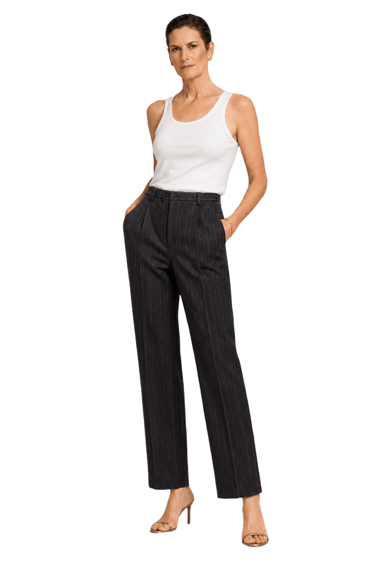 1990s Dark Gray Wool Blend Trousers - Model