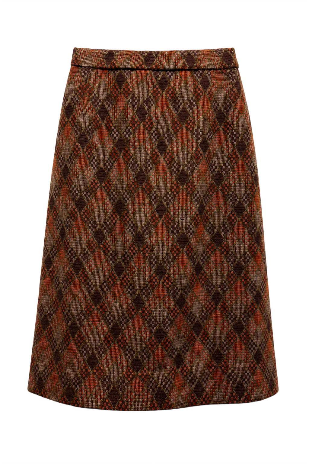 1970s Brown Wool Blend Skirt - Front View