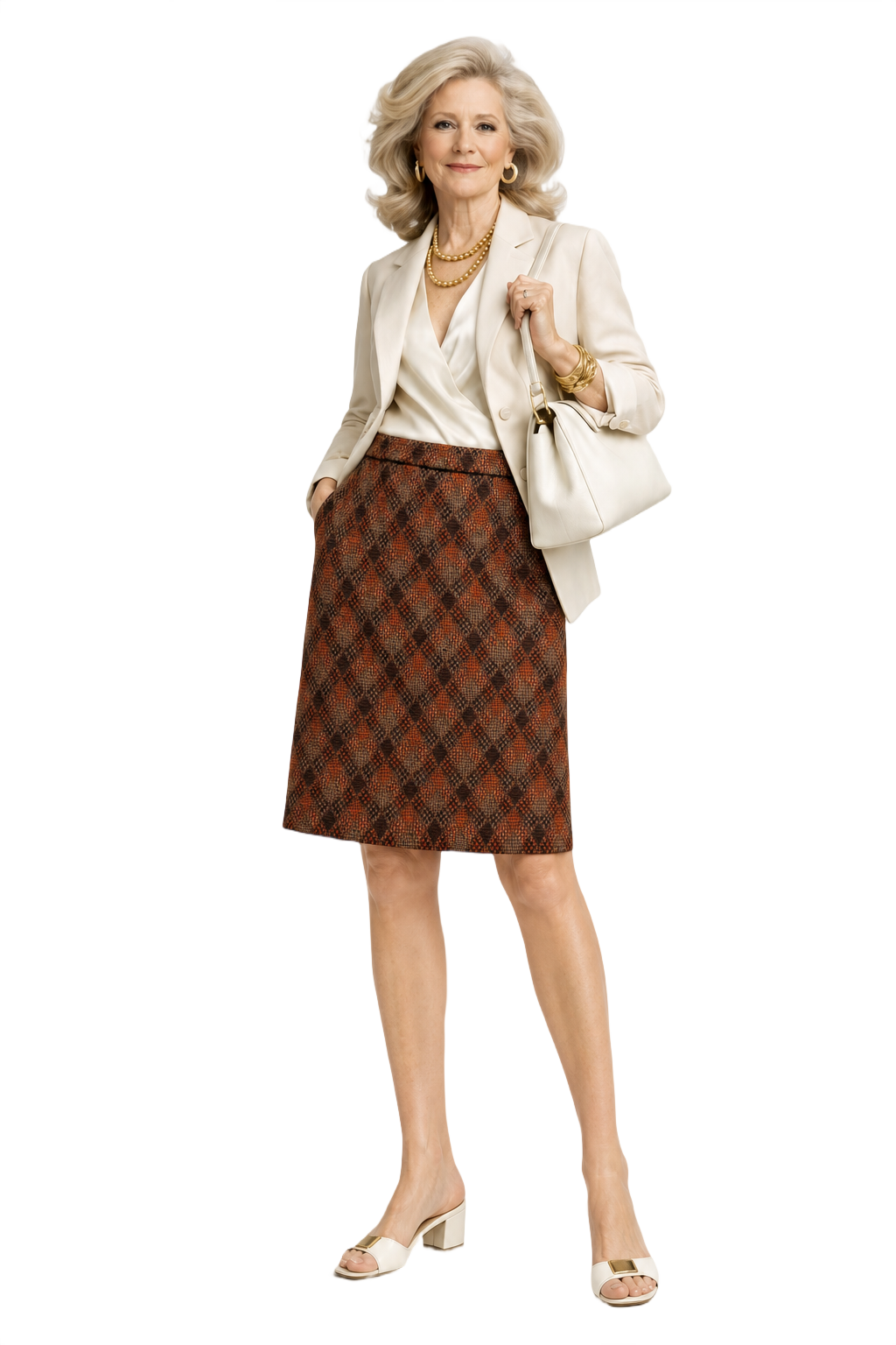 1970s Brown Wool Blend Skirt - Model