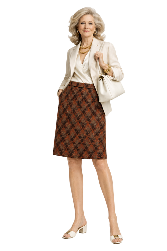 1970s Brown Wool Blend Skirt - Model