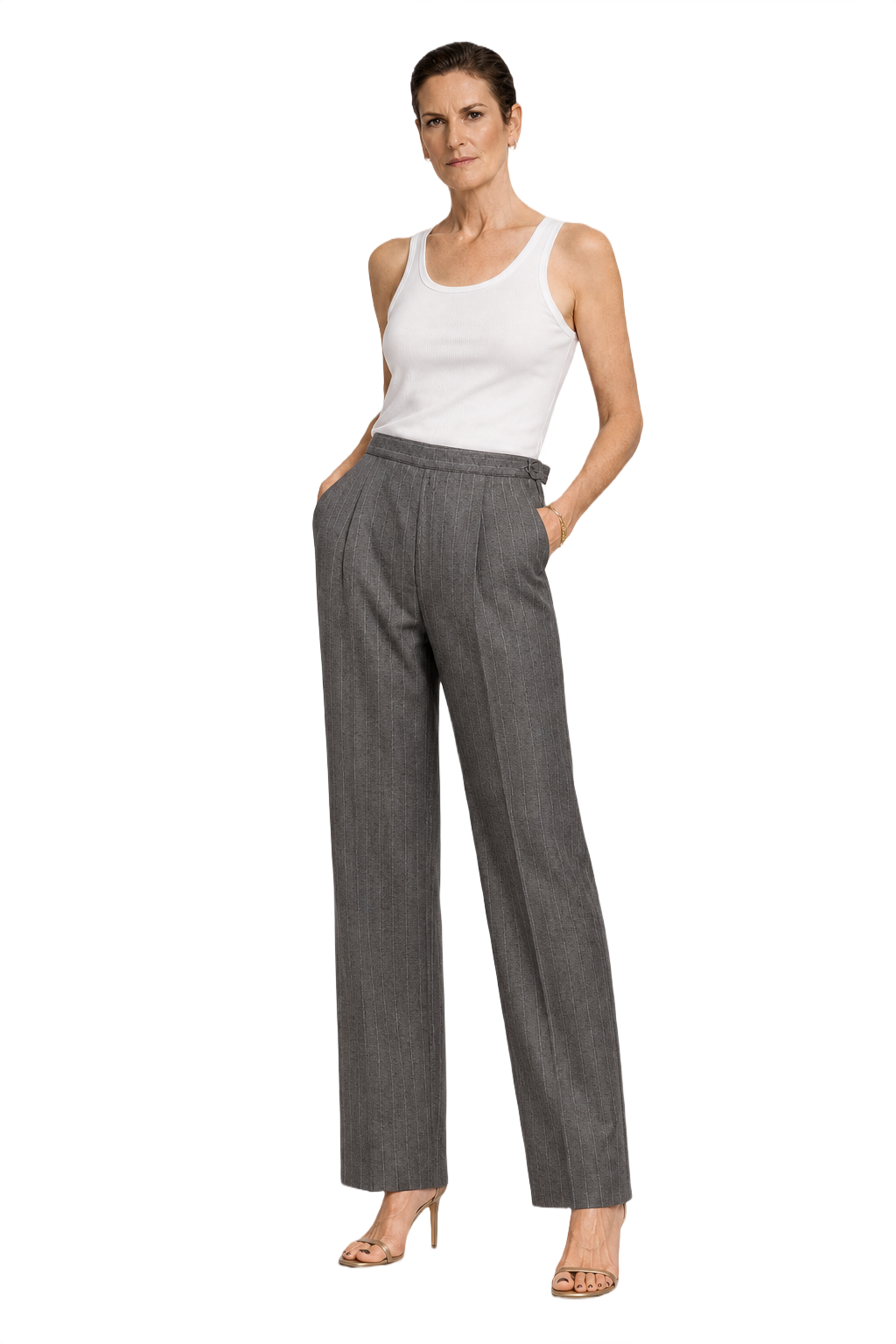 1990s Grey Wool Blend Trousers - Model