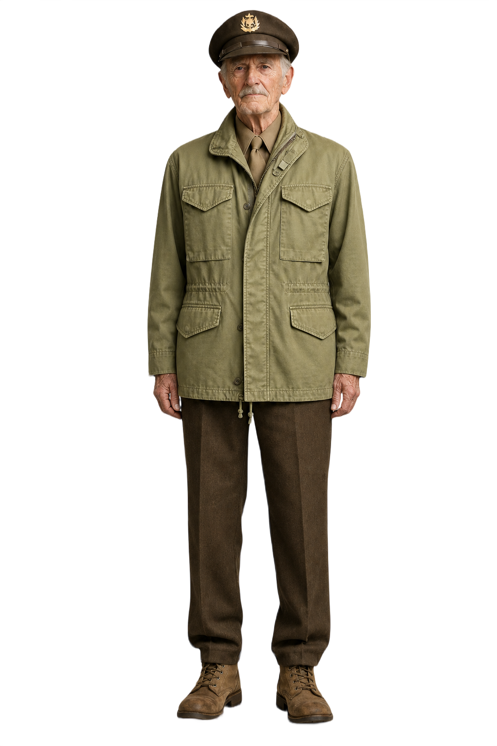 1940s Olive Green Cotton Jacket - Model