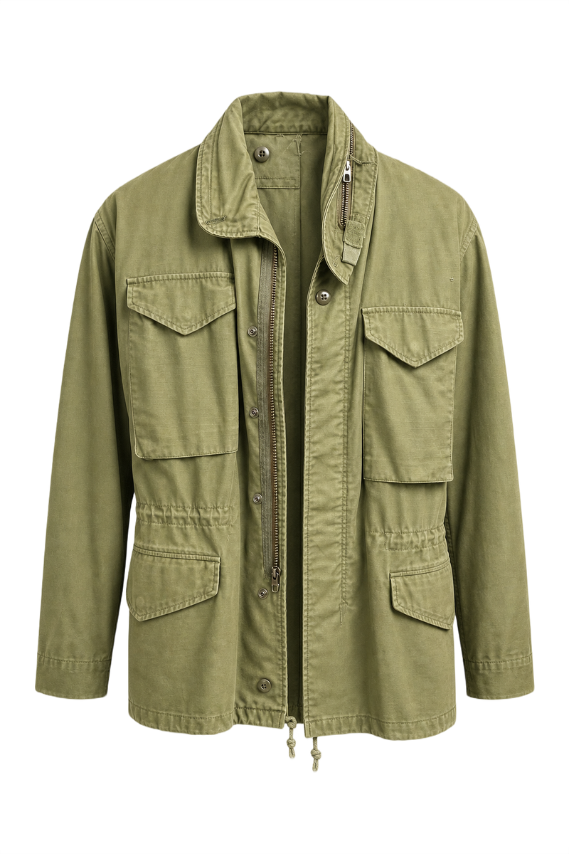 1940s Olive Green Cotton Jacket - Front View