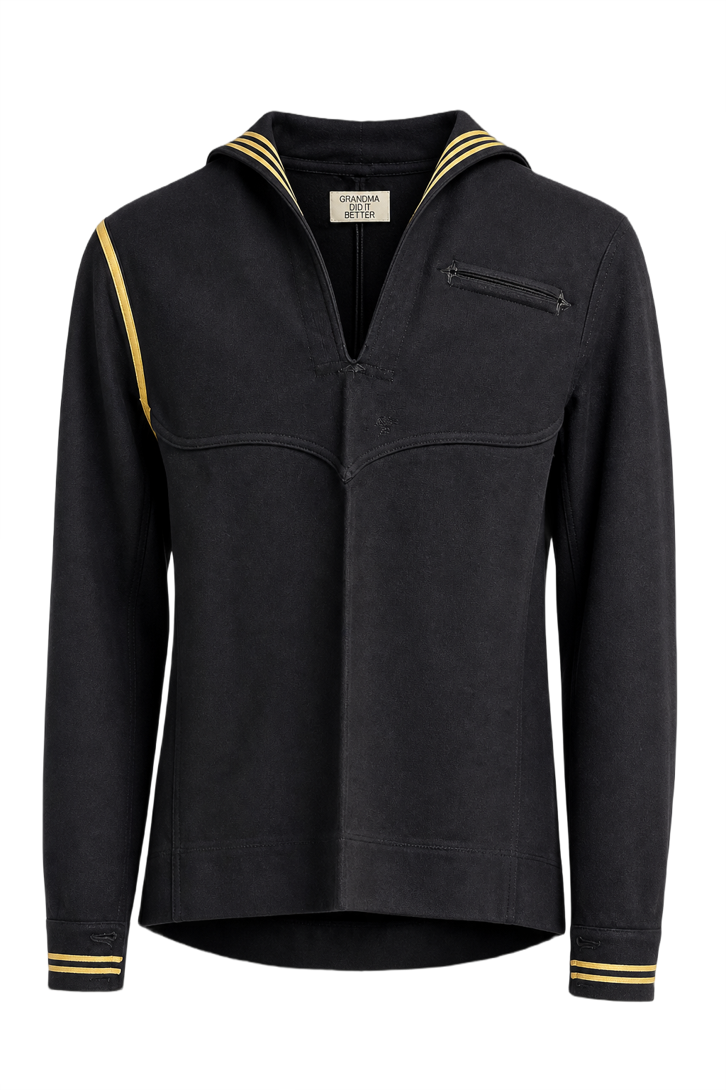 1940s Navy Blue Wool Sailor Shirt - Front View