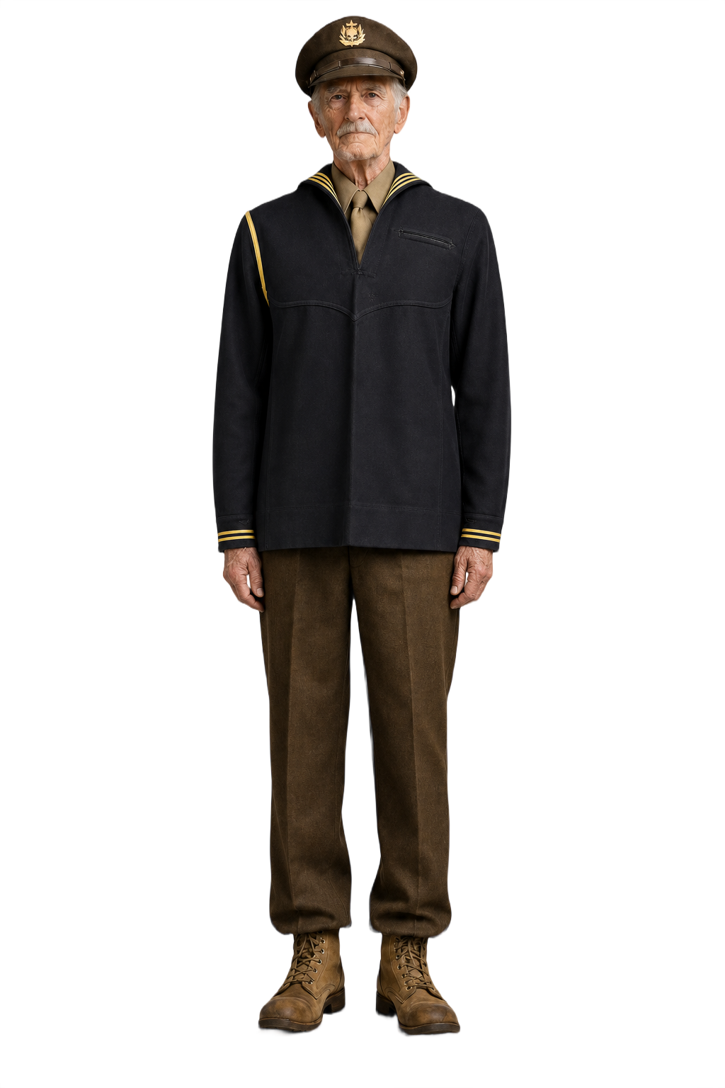 1940s Navy Blue Wool Sailor Shirt - Model