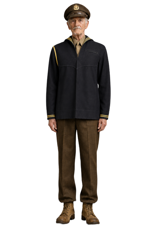 1940s Navy Blue Wool Sailor Shirt - Model
