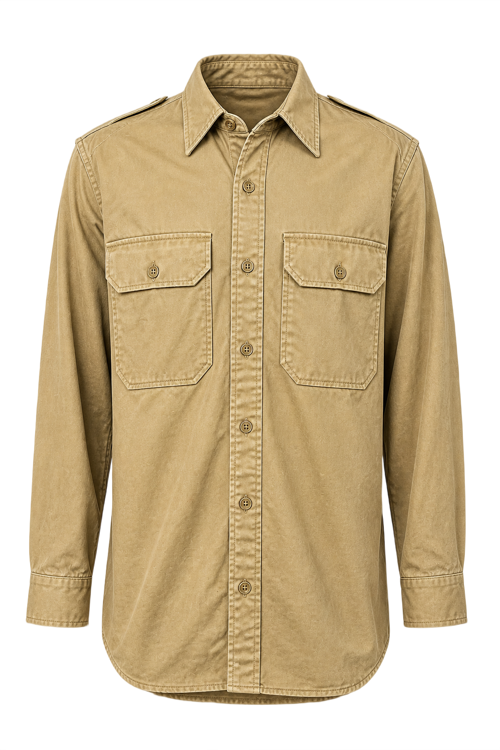 1940s Tan Cotton Shirt - Front View
