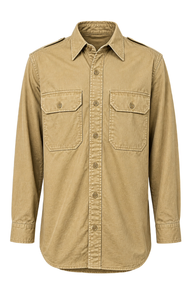 1940s Tan Cotton Shirt - Front View