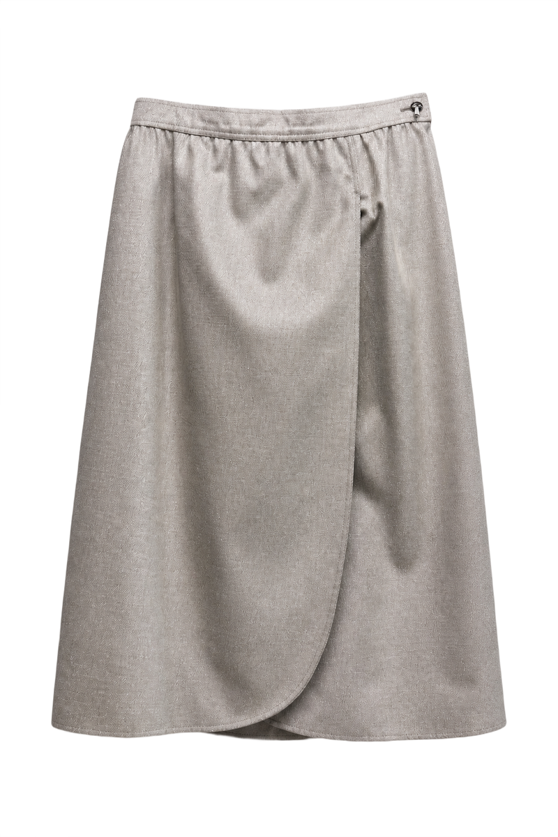 1980s Silver Synthetic Blend Skirt - Front View