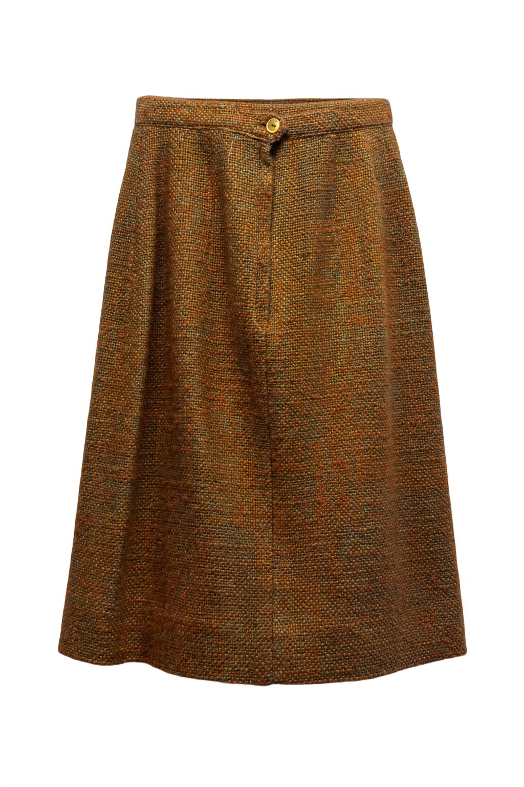 [1980s] Orange Tweed Wool Blend Skirt - Front View