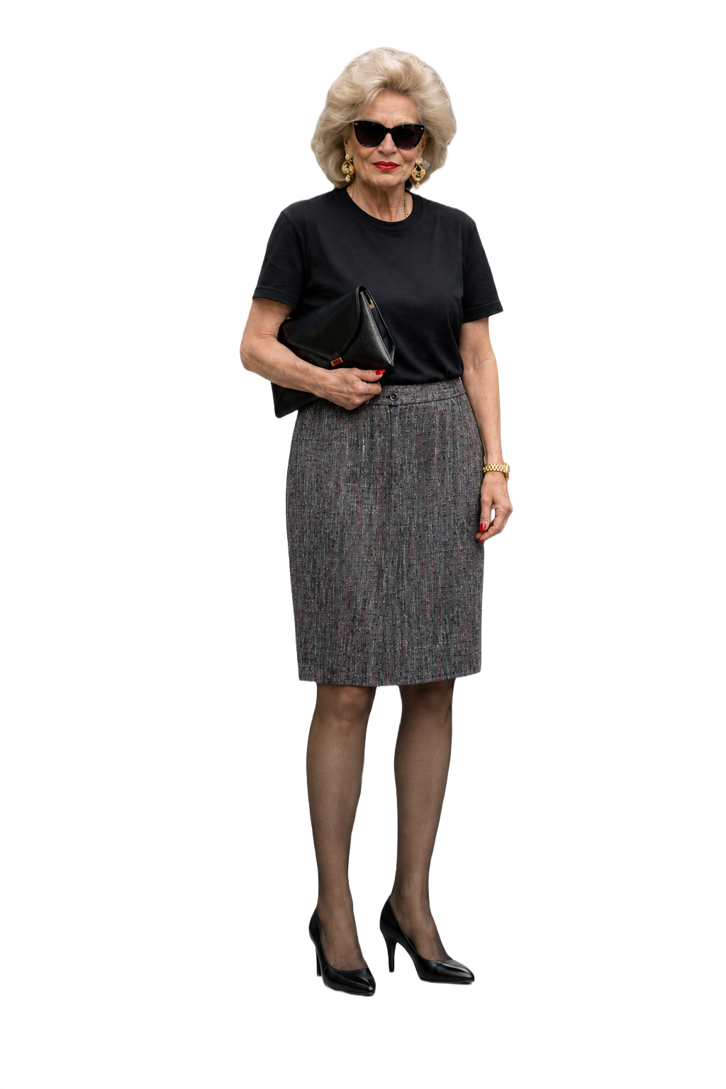 1980s Grey Tweed Skirt - Model