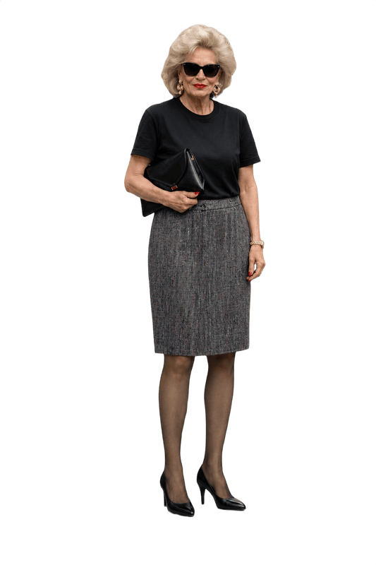 1980s Grey Tweed Skirt - Model