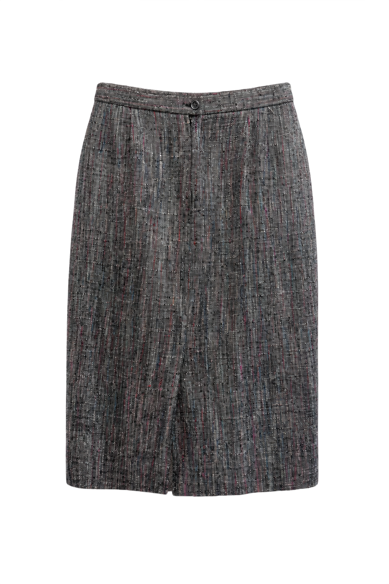 1980s Grey Tweed Skirt - Front View