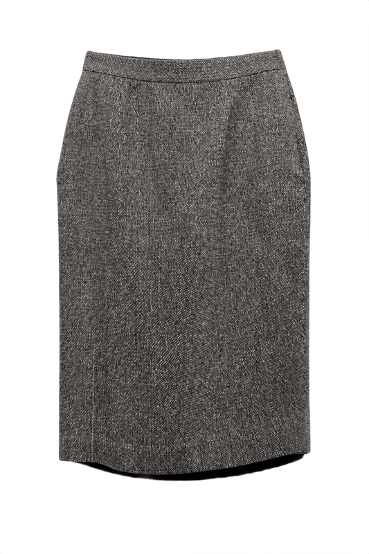 1990s Grey Wool Blend Skirt - Front View