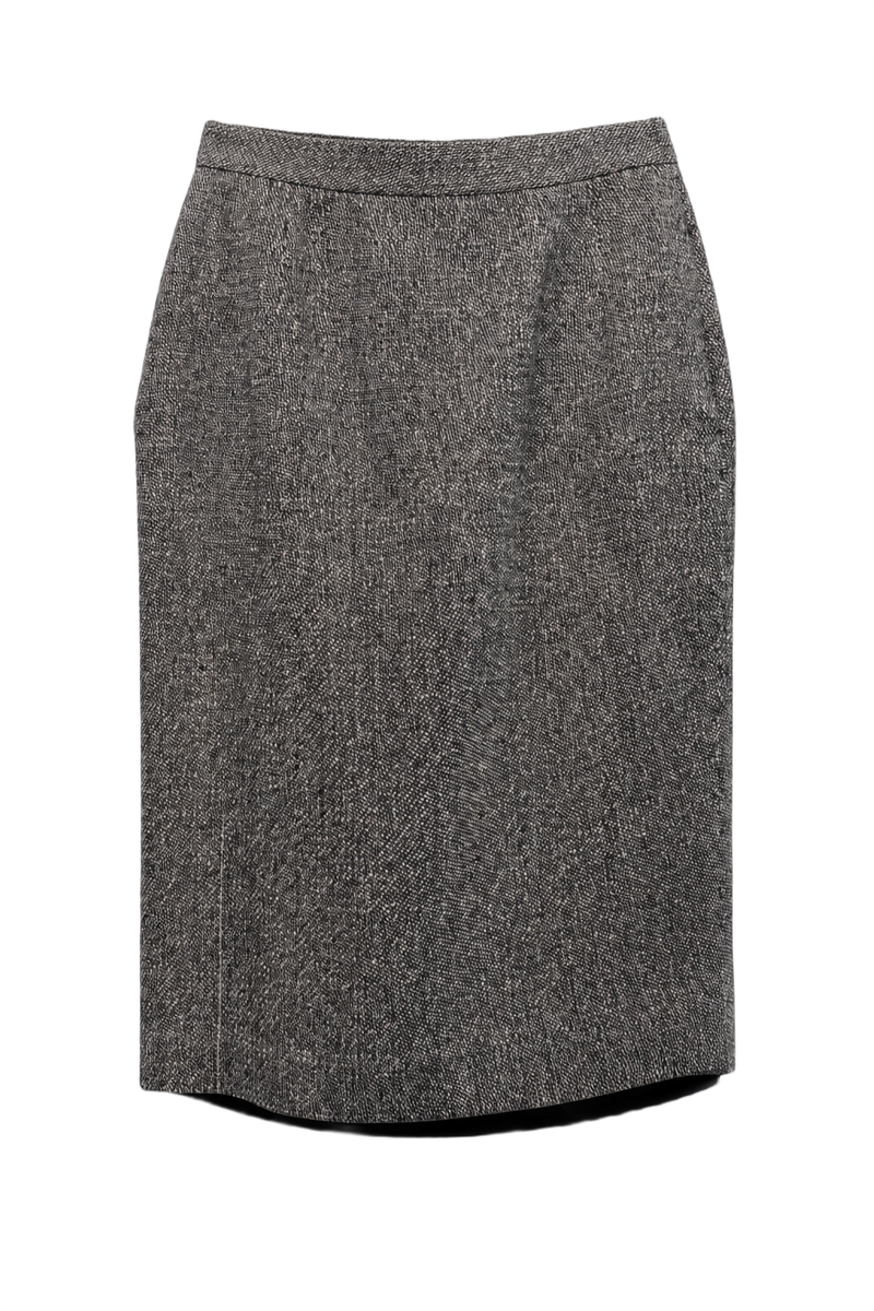 1990s Grey Wool Blend Skirt - Front View